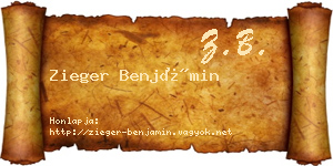 Zieger Benjámin névjegykártya